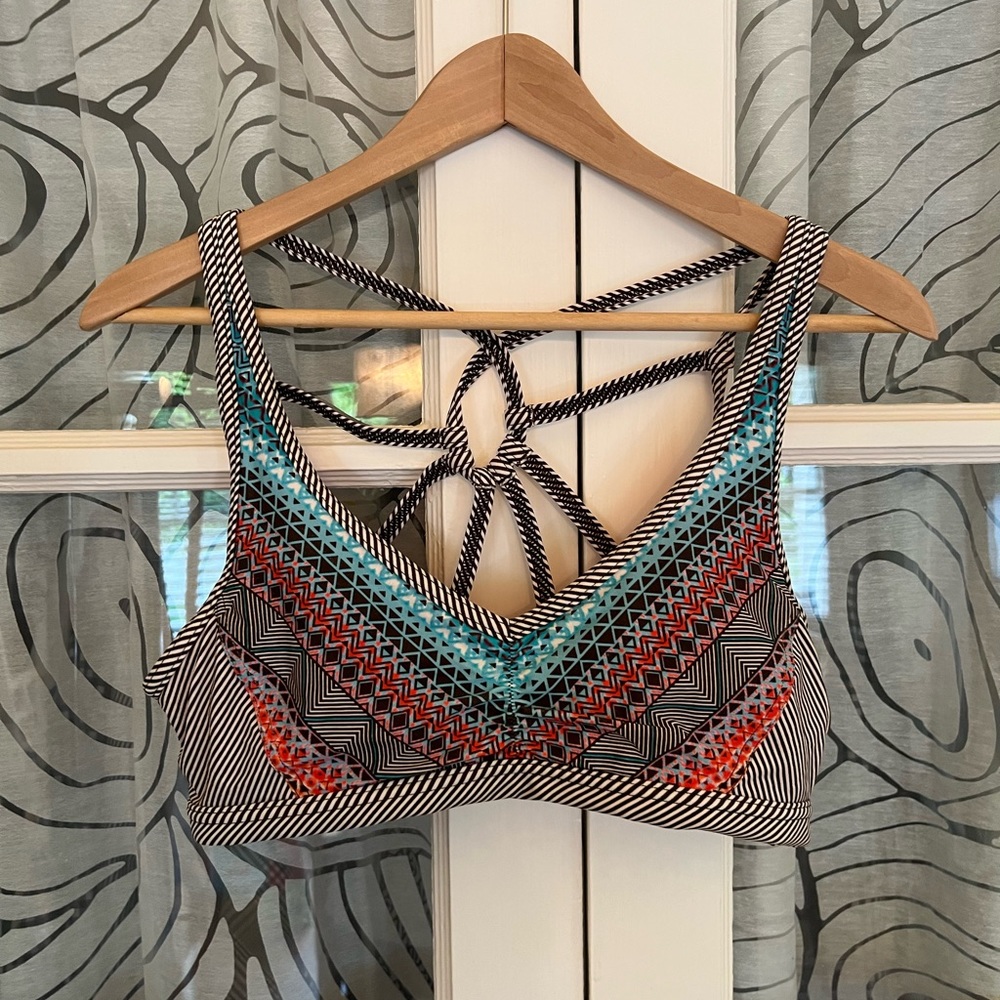 Prana Black White Red Sport Bikini Top